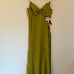Chartreuse Maxi Satin Dress
